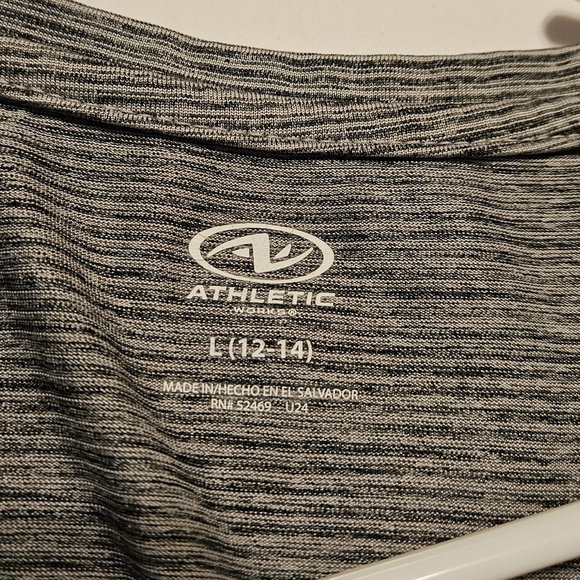 Athletic Works Women's Striped V-Neck Large Gray Short Sleeve Top - Picture 3 of 6